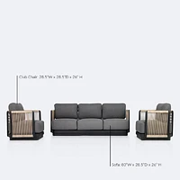 Tova Sofa Conversation Set - Black Frame, Ash Gray Cushions