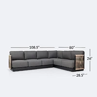 Tova L- Shaped Sectional - Black Frame, Ash Gray Cushions