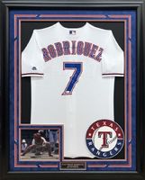 IVAN PUDGE RODRIGUEZ AUTOGRAPHED HAND SIGNED AND CUSTOM FRAMED TEXAS  RANGERS JERSEY