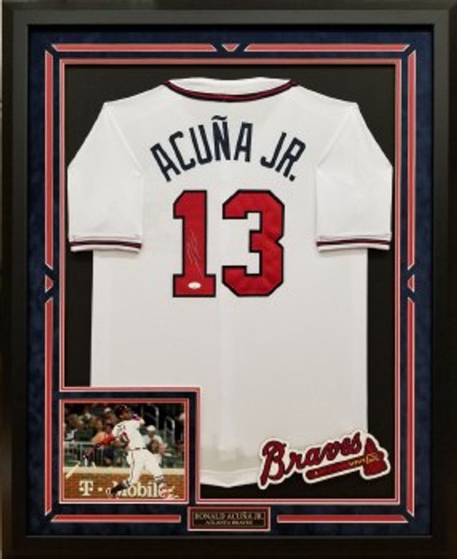 Press Pass Collectibles Braves Ronald Acuña Jr. Authentic Signed White Majestic Cool Base Jersey JSA