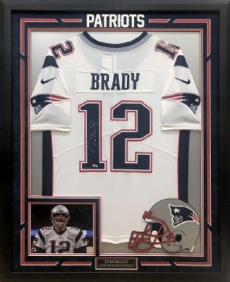 Tom Brady Autographed Framed Blue Patriots Nike Jersey – Super