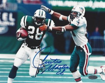 CURTIS MARTIN AUTOGRAPHED HAND SIGNED NEW YORK JETS 8X10 PHOTO