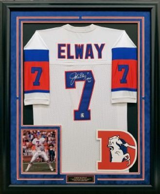 John Elway Autographed Signed Framed Denver Broncos Jersey 