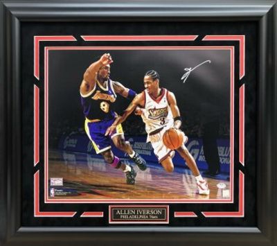 ALLEN IVERSON AUTOGRAPHED HAND SIGNED PHILADELPHIA 76ERS CUSTOM FRAMED 16x20 PHOTO