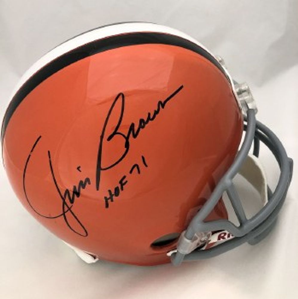 JIM BROWN AUTOGRAPHED HAND SIGNED AND CUSTOM FRAMED CLEVELAND BROWNS  MITCHELL & NESS JERSEY