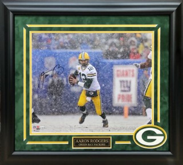 AARON RODGERS AUTOGRAPHED HAND SIGNED CUSTOM FRAMED GREEN BAY PACKERS JERSEY