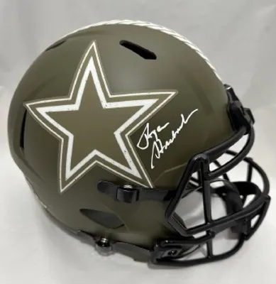 ROGER STAUBACH AUTOGRAPHED HAND SIGNED DALLAS COWBOYS SALUTE TO SERVICE REPLICA HELMET