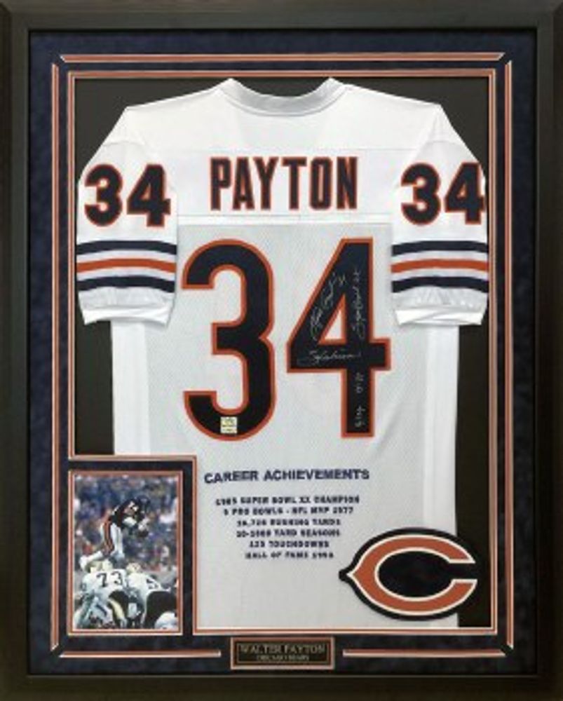 Gale Sayers Signed Bears 35x43 Framed Jersey (PSA) 1965 NFL Rookie o –