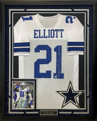 Troy Aikman, Emmitt Smith, and Michael Irvin Autographed Framed Triplets  Cowboys Jersey