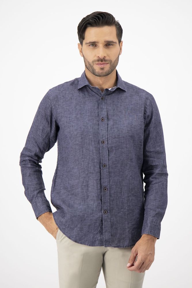 Camisa Sport Calderoni "Paper touch" Azul marino, Slim fit