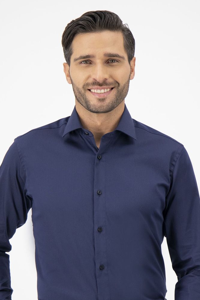 Camisa sport Roberts "Super-touch" azul marino, regular fit