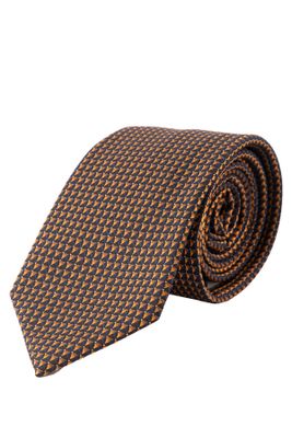 CORBATA AZUL MARINO DETALLADA CON NARANJA