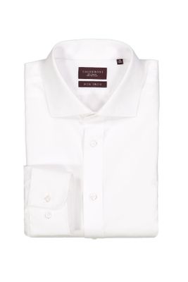 Camisa Calderoni -Non Iron 24/7- jacquard blanco liso.