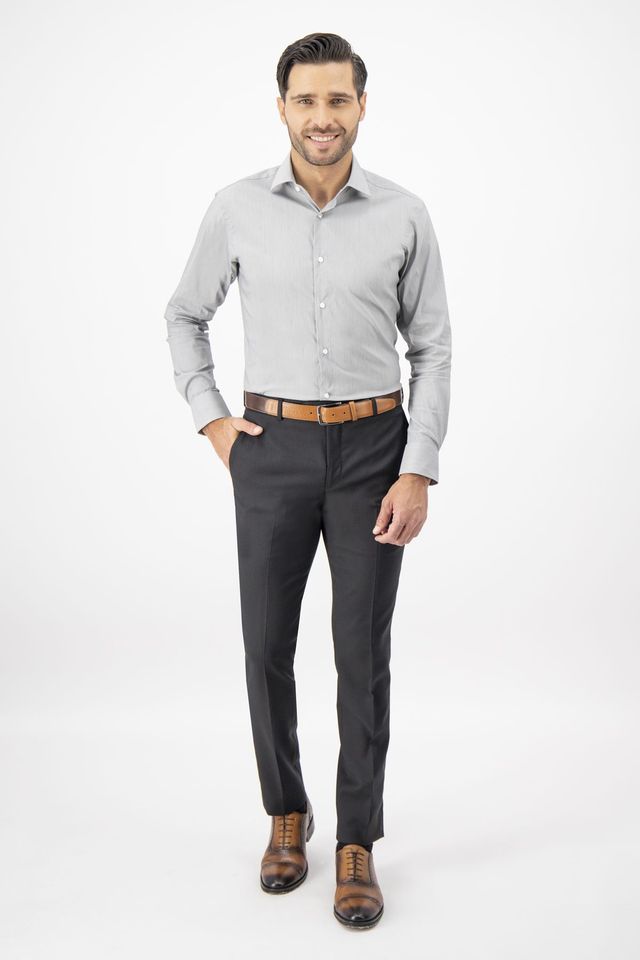 pantalón de vestir liso slim fit negro