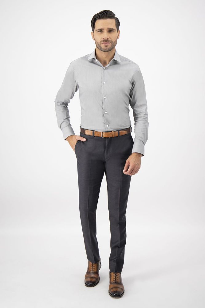 Pantalón vestir Roberts Travel color gris oxford, slim fit