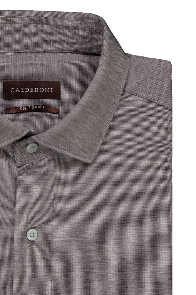 Camisa Knit Calderoni color gris Contemporary fit
