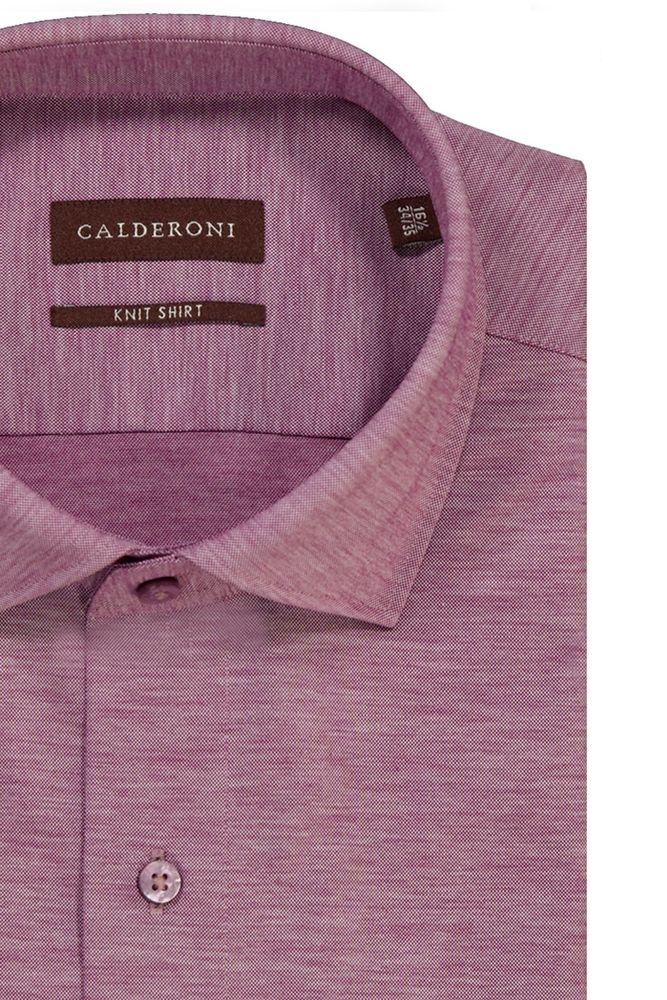 Camisa Knit Calderoni color vino Contemporary fit