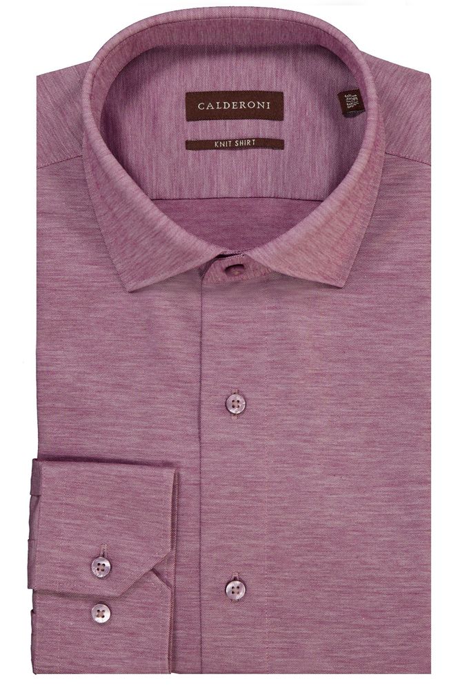 Camisa Knit Calderoni color vino Contemporary fit