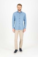 Camisa casual Calderoni color azul, slim fit