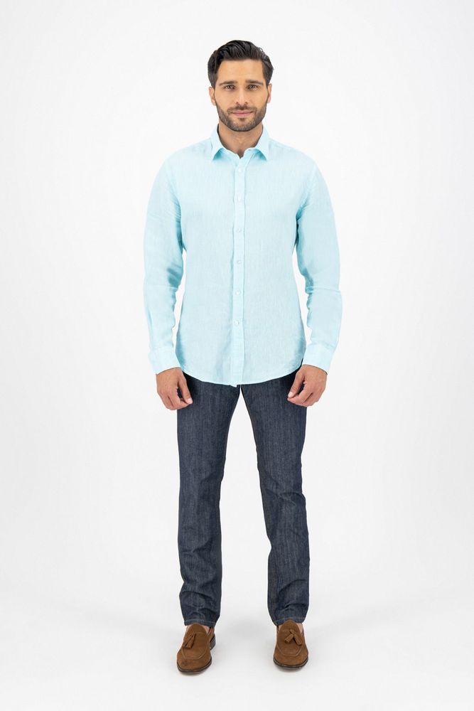 Camisa sport Robert's "Linen Collection" color verde, regular fit