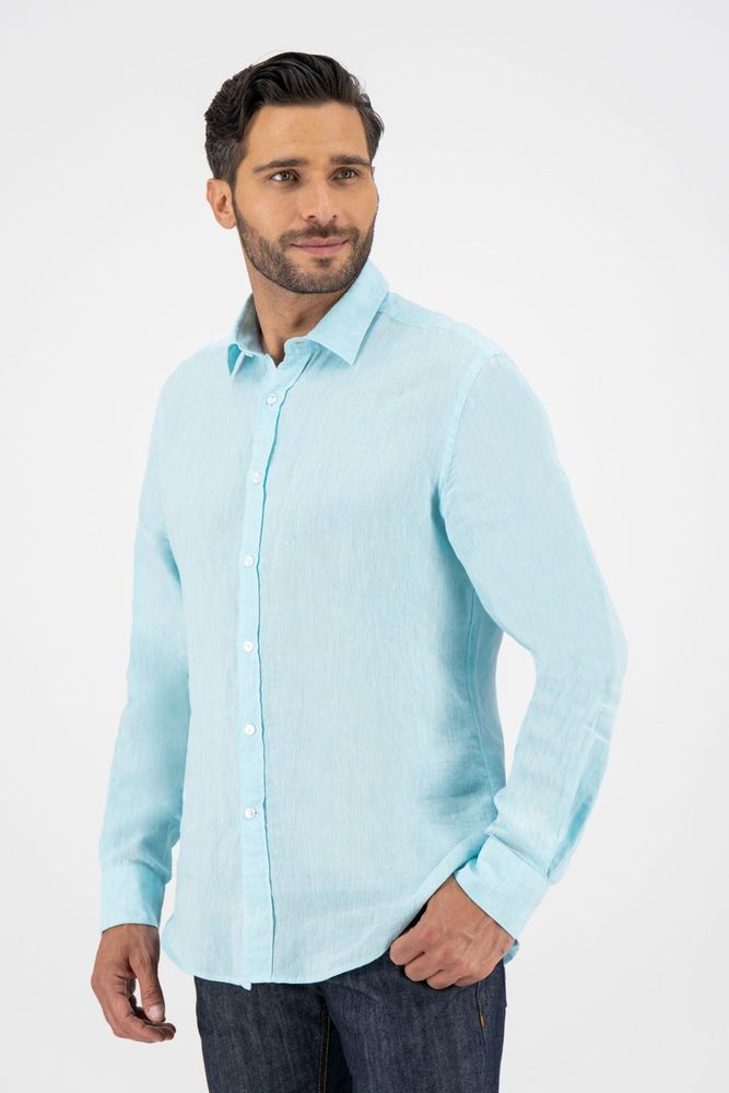 Camisa sport Robert's "Linen Collection" color verde, regular fit