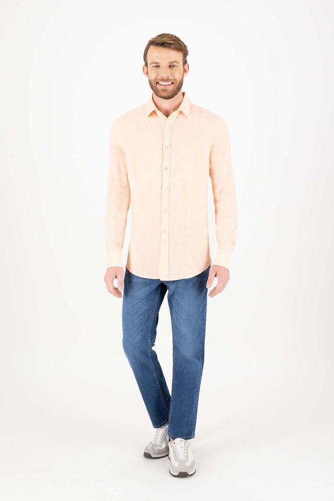 Camisa sport Robert's "Linen collection" color naranja, regular fit