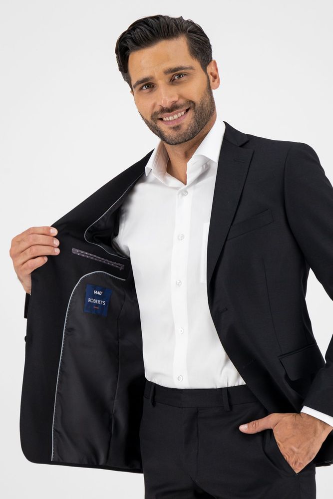 Traje Roberts Travel color negro, slim fit