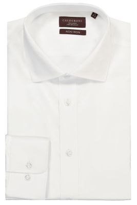 Camisa vestir Calderoni "Non-iron" color blanco, regular fit