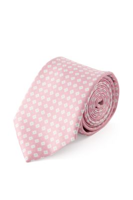 CORBATA ROSA CON DETALLES BLANCOS