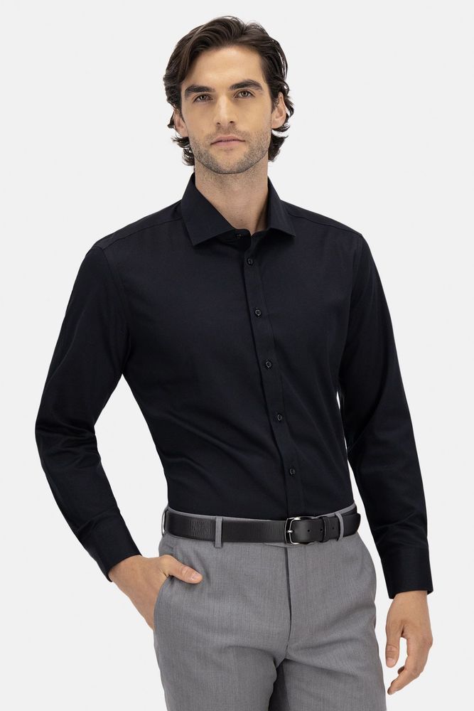 Camisa Calderoni Non Iron Color negro Contemporary fit