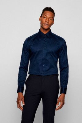 CAMISA BOSS COLOR AZUL OSCURO  SLIM FIT