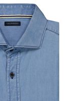 Camisa casual Calderoni color azul, slim fit