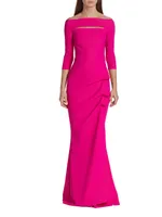 Kate Slit-Detail Boatneck Gown