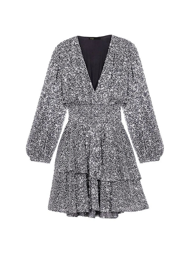 Short Ruffled Sequinned Dress