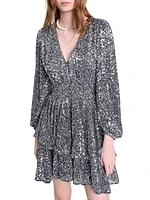 Short Ruffled Sequinned Dress