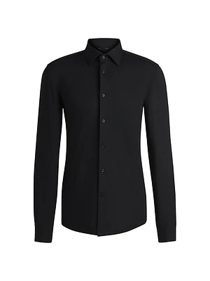 Slim-Fit Shirt Textured Performance-Stretch Jersey