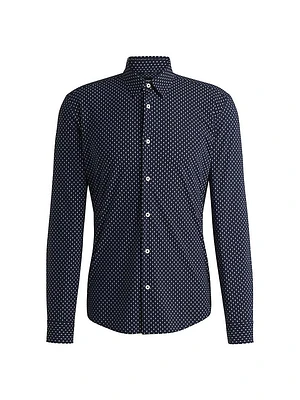 Slim-Fit Shirt Geometric-Print Performance-Stretch Fabric