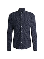 Slim-Fit Shirt Geometric-Print Performance-Stretch Fabric