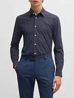 Slim-Fit Shirt Geometric-Print Performance-Stretch Fabric