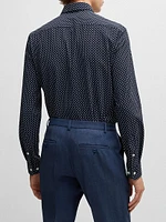 Slim-Fit Shirt Geometric-Print Performance-Stretch Fabric