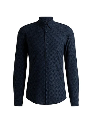 Slim-Fit Shirt Performance-Stretch Jacquard