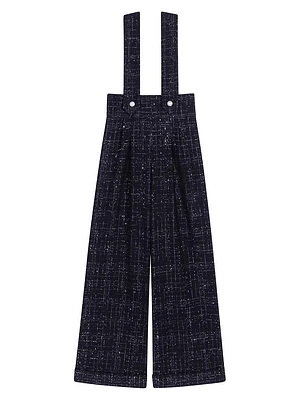 Wide-Leg Trousers with Tweed Braces