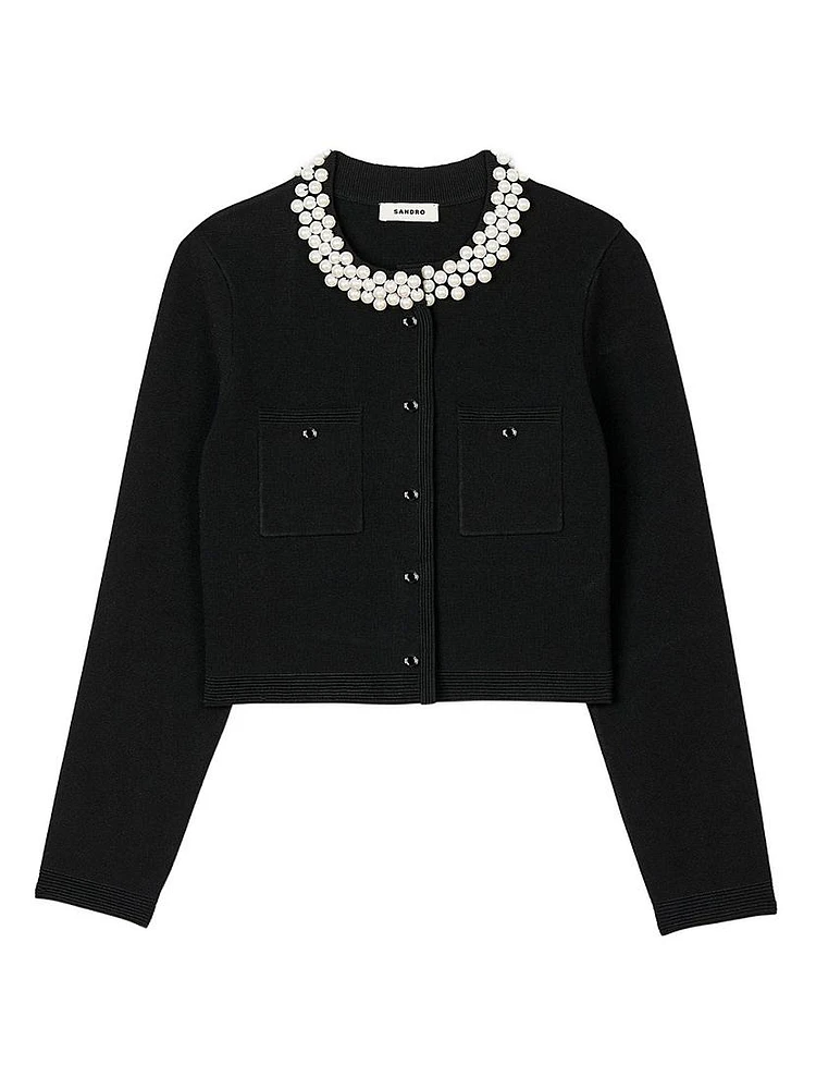 Cardigan with Beaded Collar