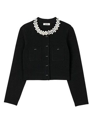 Cardigan with Beaded Collar