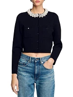Cardigan with Beaded Collar