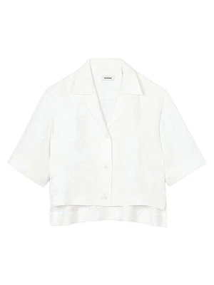 Cropped Shirt with Jacquard Bows