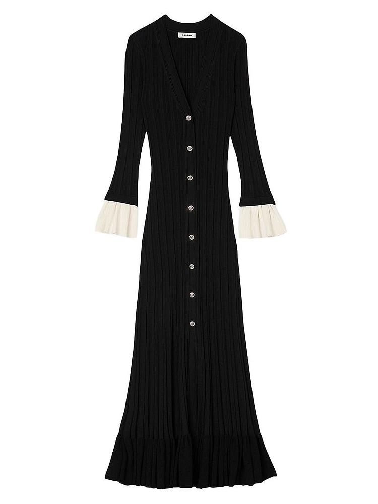 Two-Tone Knit Midi Dress