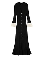 Two-Tone Knit Midi Dress