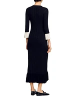 Two-Tone Knit Midi Dress