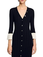 Two-Tone Knit Midi Dress
